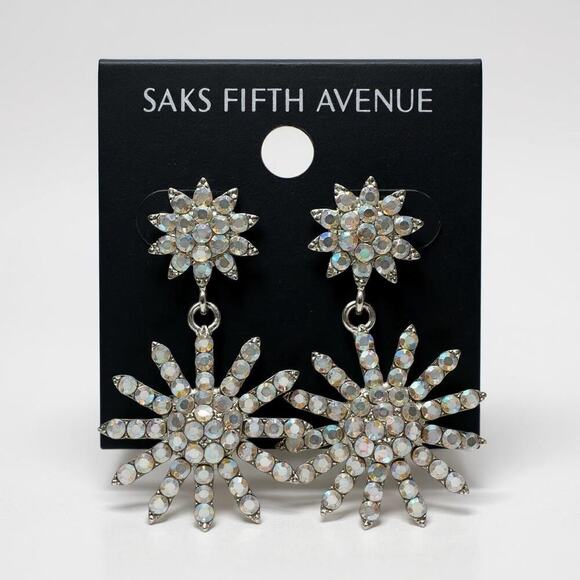 Saks Fifth Avenue Crystal Starburst Drop Earrings – Statement Sparkle! - Picture 1 of 7